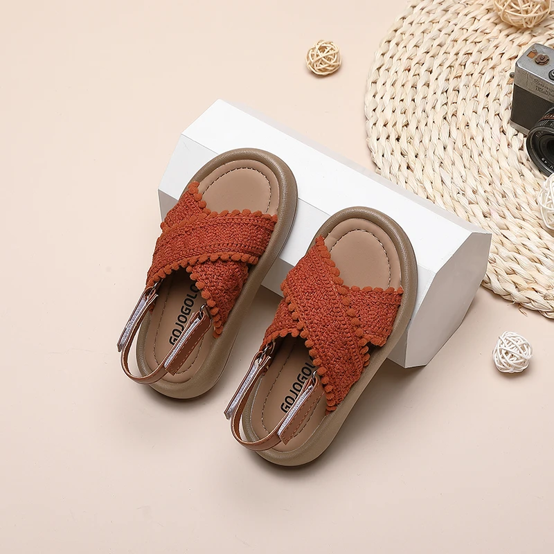 Girls Summer Beach Shoes Ethnic Style Kids Casual Sandals Soft Sole Fashion Children Retro Princess Shoes 2024 Summer New - 4
