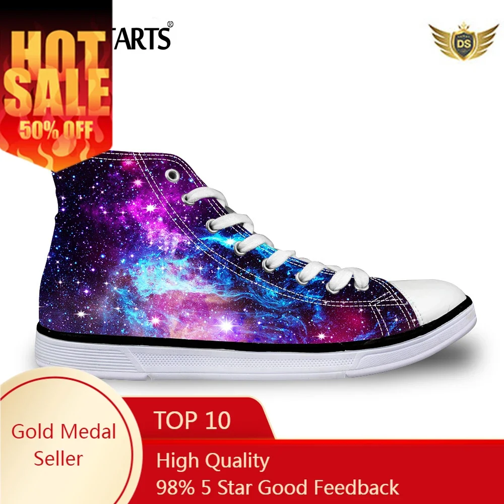 

Casual High Top Vulcanized Shoes Woman Fashion Universe Superstar Galaxy Women Lace-up Canvas Shoes Zapatos Mujer