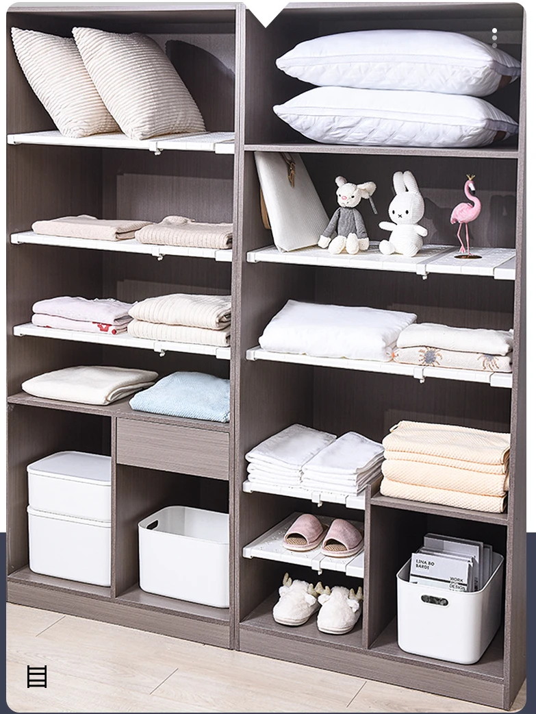 NEW Adjustable Closet Organizer Kitchen Storage Shelves Space Saving Wardrobe Wall Mounted Rack Home Appliance Cabinet Holder1pc 5