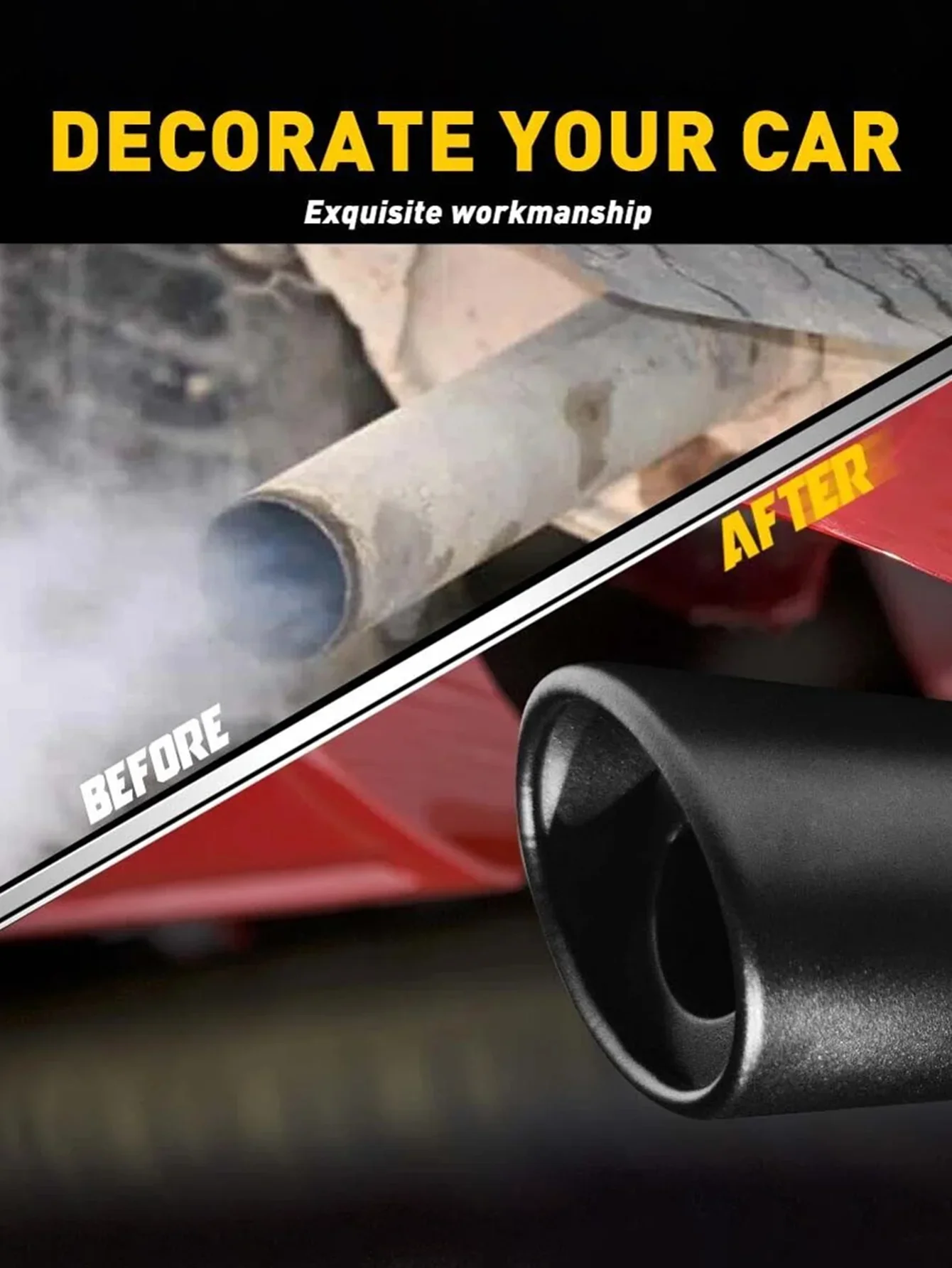 2.5" Imported Car Exhaust Muffler Tip Stainless Steel Single Pipe Modified Auto Rear Tail Throat Liner for Most Cars Accessory exhaust pipe tip tail pipe muffler