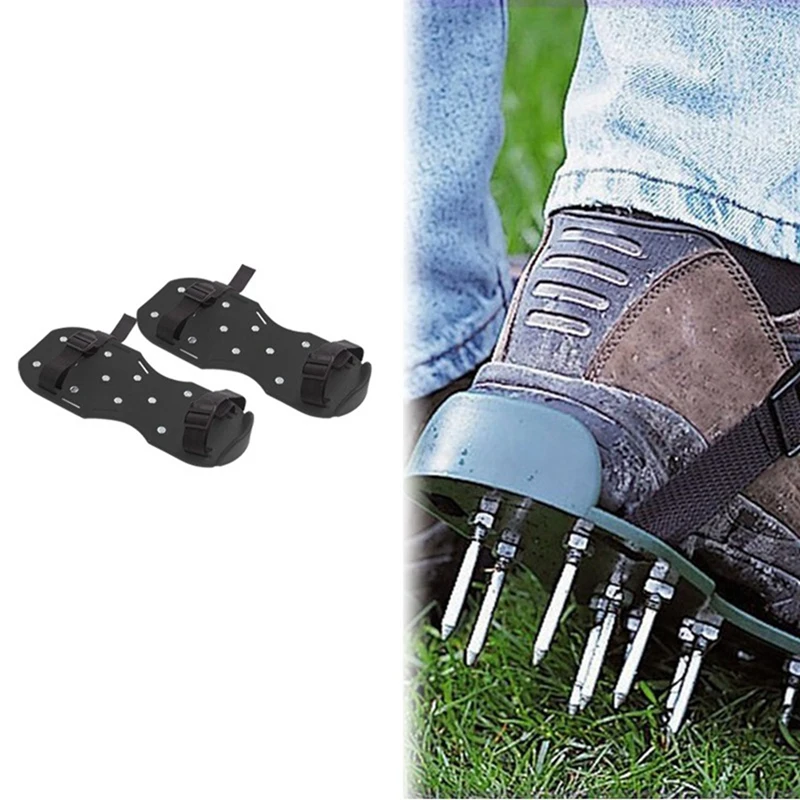 

1 Pair Of Garden Grass Scarifying Shoes 4.2CM Lawn Spikes Scarifying Shoes Self-Leveling Epoxy Tools Durable Black