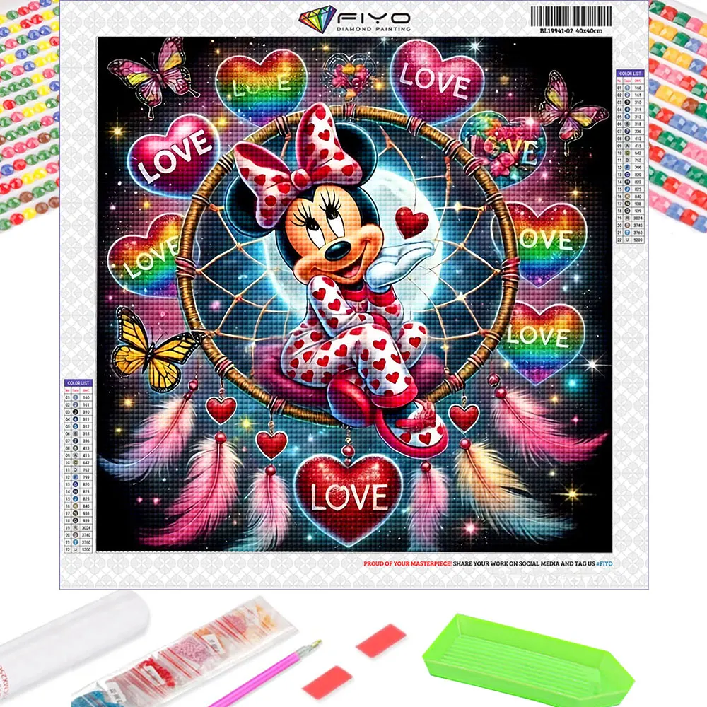 Diamond Painting Minnie Mouse Attrape-Rêves Cœurs