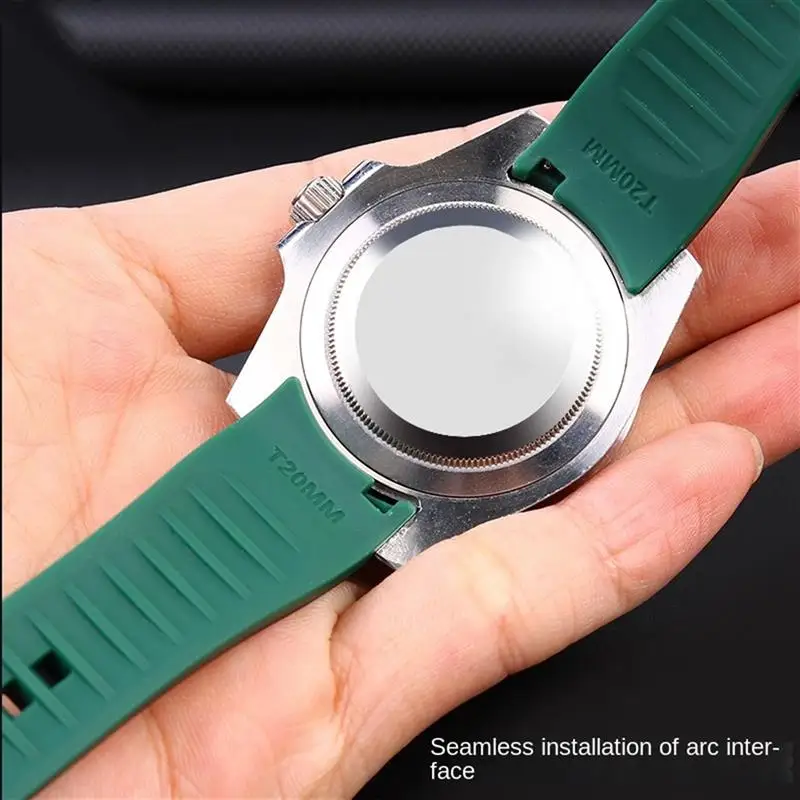 SCHIK Double color For Rolex Citizen Seiko Silicone Strap Men Watch Accessories Arc Mouth Watchband Bracelet Watch Belt 20mm
