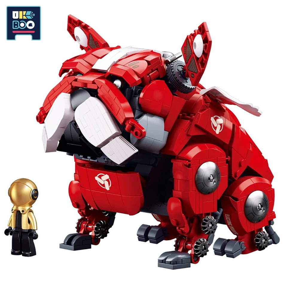 

Animal Mechanical Bulldog Action Figure Building Blocks Moveable Pets Dog Model Assembling Set Toys for Children Boys Gift