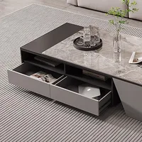 Table basse de rangement rectangulaire avec tiroirs, Meuble de luxe multifonction tendance, Meuble de salon moderne 3