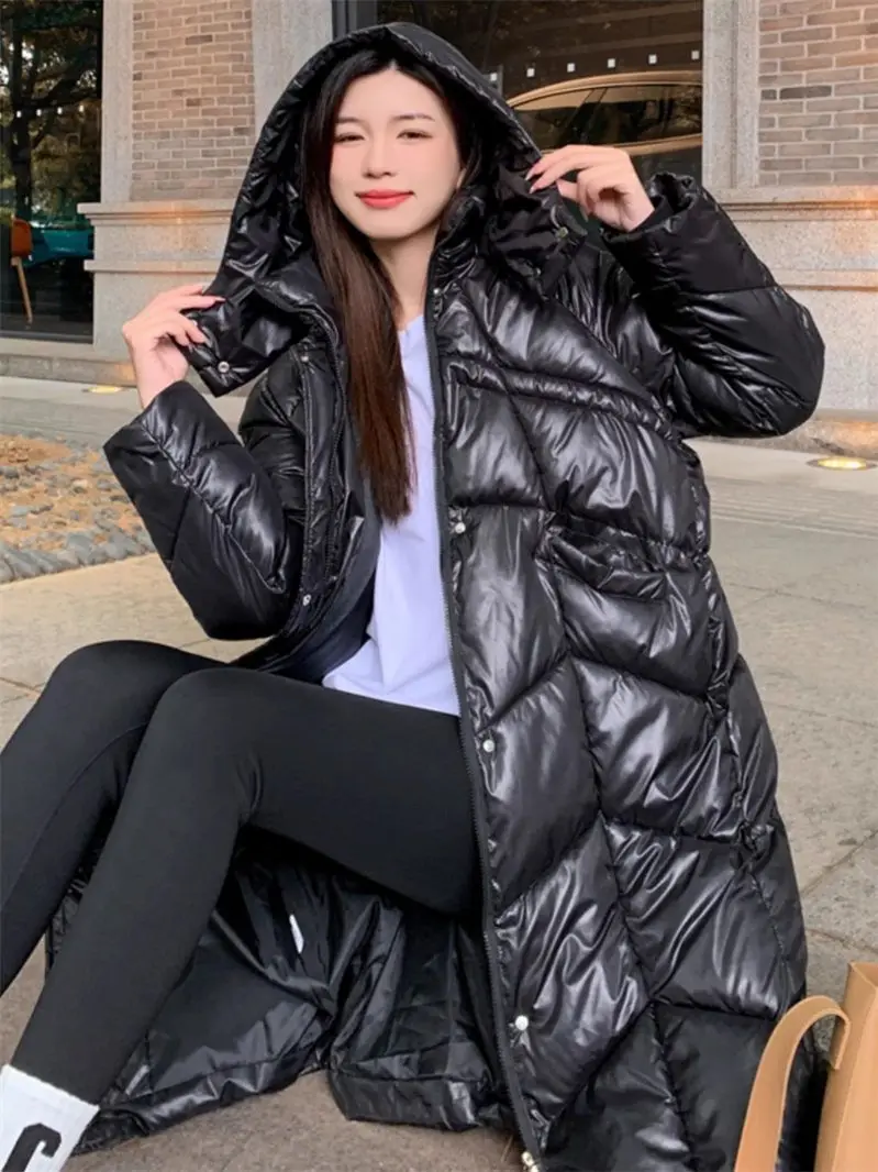 

Thickened Down Cotton Jacket Women's New 2023 Loose Long Autumn Winter Coat Casual Fashion Korean Parkas Hooded Overcoat Z2574
