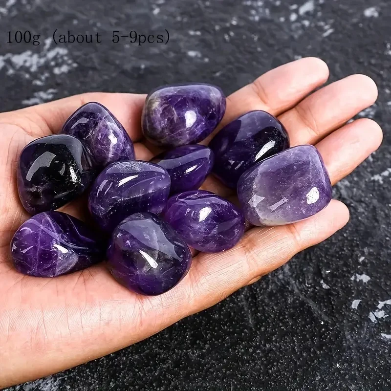 100g Natural Amethyst Crystals Tumbled Polished Stones Faux Gemstone Bulk, Reiki Healing Stone, Home Decor Rocks