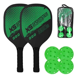 Premium Pickleball Paddle Set with Balls - 2 Rackets & 4 Balls Sports Kit (Black)