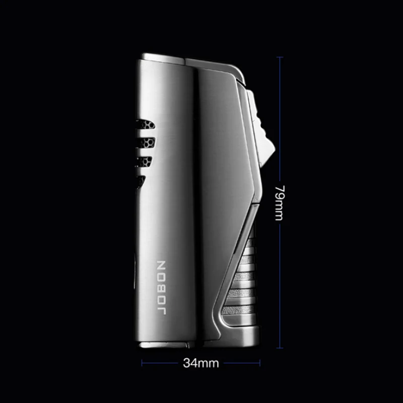 Description Picture 6 of itemJOBON Metal Triple Torch Jet Lighter Pipe Lighter With Cigar Cutter Visible Gas Window Windproof Flame Lighter Gadgets For Men
