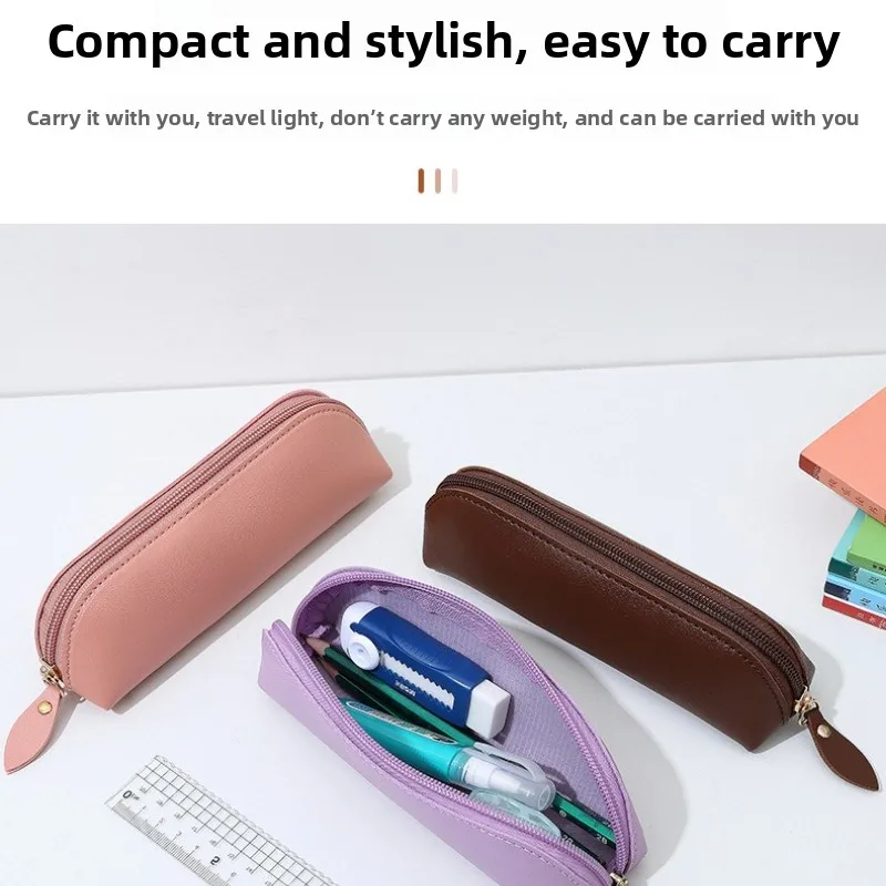 대용량 펜 가방 PU 가죽 펜 케이스 문구류 보관함 지퍼 연필 파우치 학생 학교 용품