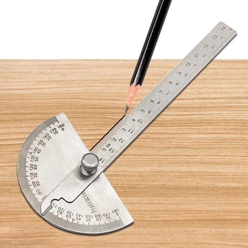 1PC Protractor Angle Ruler  Stainless Steel Goniometer Dividing Gauge Angle Ruler 180 Degree Semi Circular Carpenter 10/14/15cm