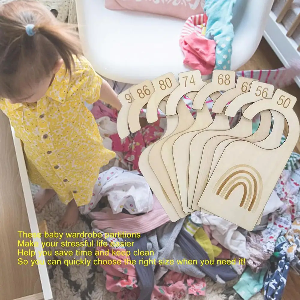 Description Picture 4 of item8Pcs/Set Clothing Rack Divider Wooden Closet Size Divider Baby Closet Organizers Hanger Separators Hanging Closet Dividers