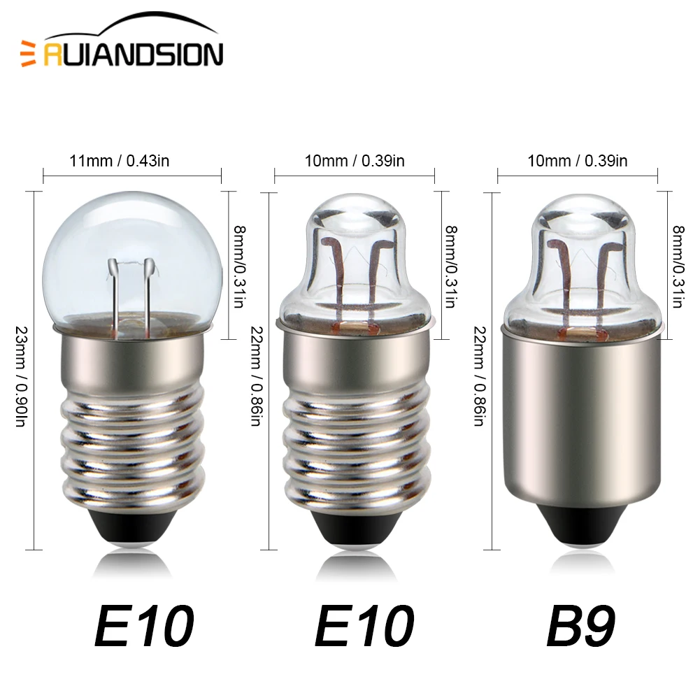 10pcs 1.1V 1.2V 1.5V E10 B9 Samll Halogen Bulb for Test Experiment Teaching Flashlight Warm White halogen lamps
