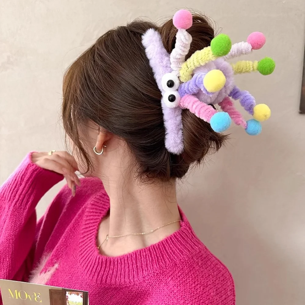 Pelzige Kopf bedeckung Plüsch Haar Klaue Frühling Cartoon Haar Kralle Clip bunte Hai Clip Frauen Klaue Clip Frauen Mädchen Haar Zubehör