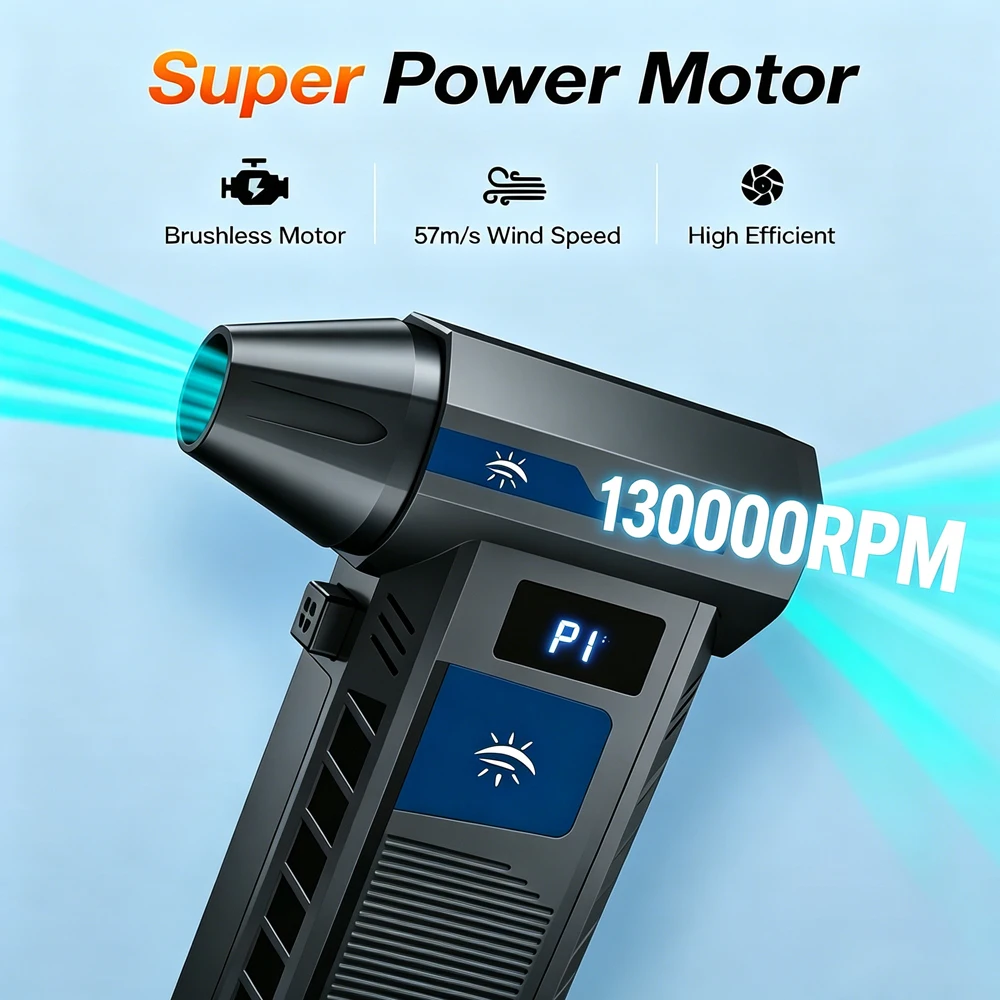 New Turbo Fan Wind Super Power 130000RPM Turbo Air Blower Fan Jet Brushless Motor with 4000mAh Rechargeable Battery Car Cleaning