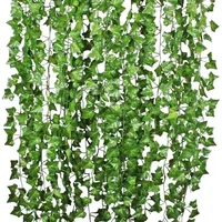 Artificial Green Ivy Leaf Rattan Creeper Leaves Vine Hanging Garland DIY Fake Flowers Plants for Garden Wedding Party Home Decor 2