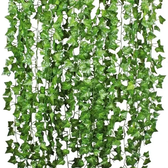 Artificial Green Ivy Leaf Rattan Creeper Leaves Vine Hanging Garland DIY Fake Flowers Plants for Garden Wedding Party Home Decor 2