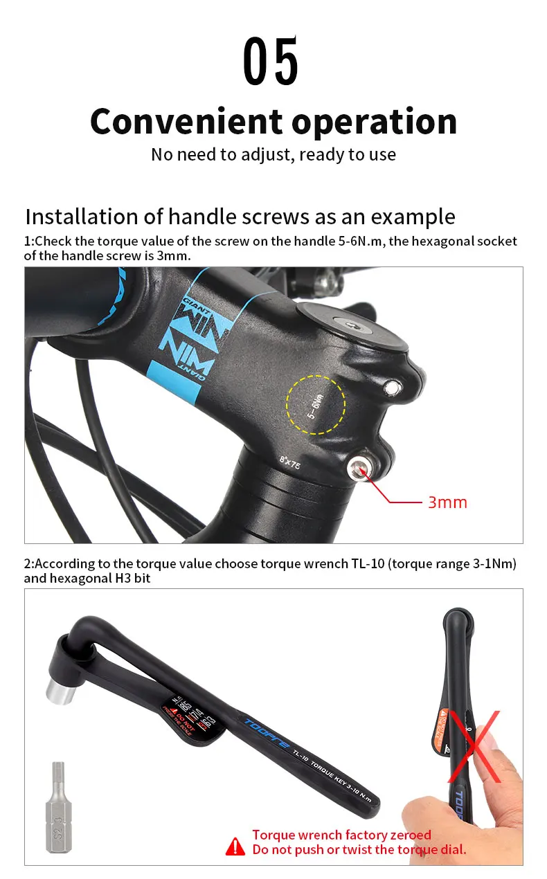 Toopre Fahrrad tragbarer Drehmoments chl üssel Innen sechs kant 10-20nm hochpräzises Drehmoment Werkzeugs atz Fahrrad zubehör – Detail 8