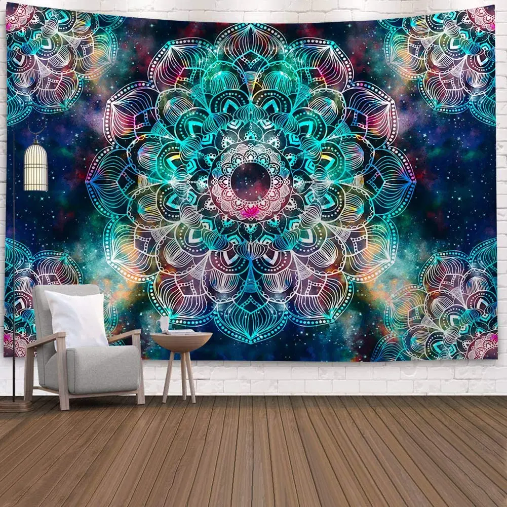 

Mandala Floral Tapestry Mysterious Galaxy Bohemian Psychedelic Hippie Flower Tapestries Living Bedroom Room Decor Wall Hanging