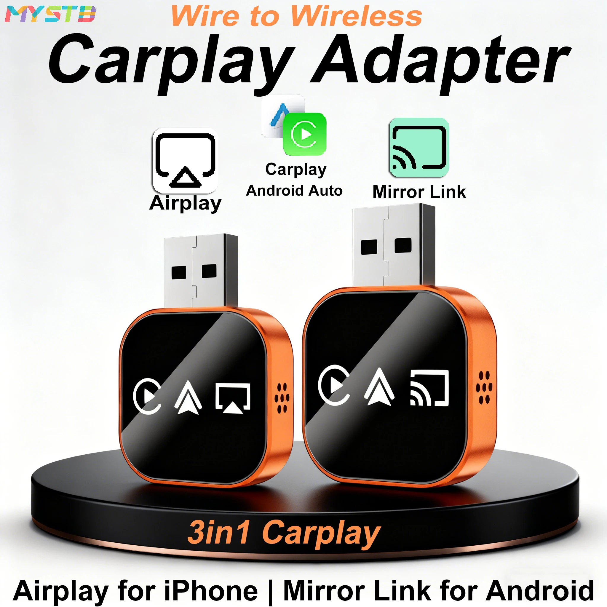 3-in-1 draadloze adapter voor CarPlay en Android Auto, Plug & Play Carplay Adapter zonder kabels, snelle automatische verbinding, compatibel met auto's vanaf 2016 en iOS 10 en Android 11