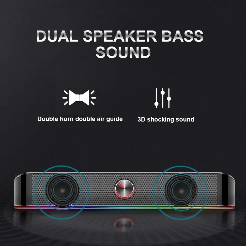 Computer Speakers REDRAGON GS560 Adiemus Aux 3.5mm Stereo Surround Music Smart RGB Speakers Column Sound Bar for Computer PC Notebook Loudspeakers