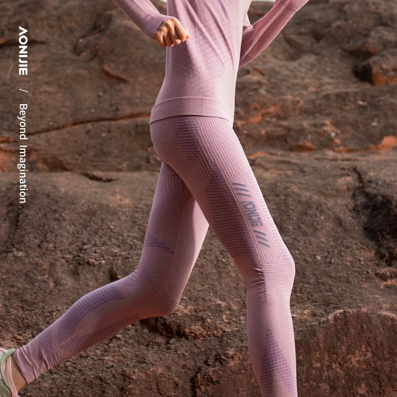 AONIJIE F5176 Outdoor Running Integrated Wool Fabric Tight Compression Warm Pants Leggings Professional Training Man Women
