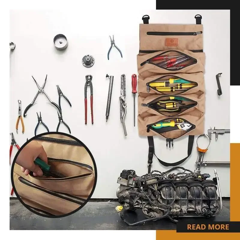 Working Tool Bag Roll Tool Roll Multi-Purpose Up Bag Wrench Pouch Hanging Zipper Carrier Tote Outdoor Kit