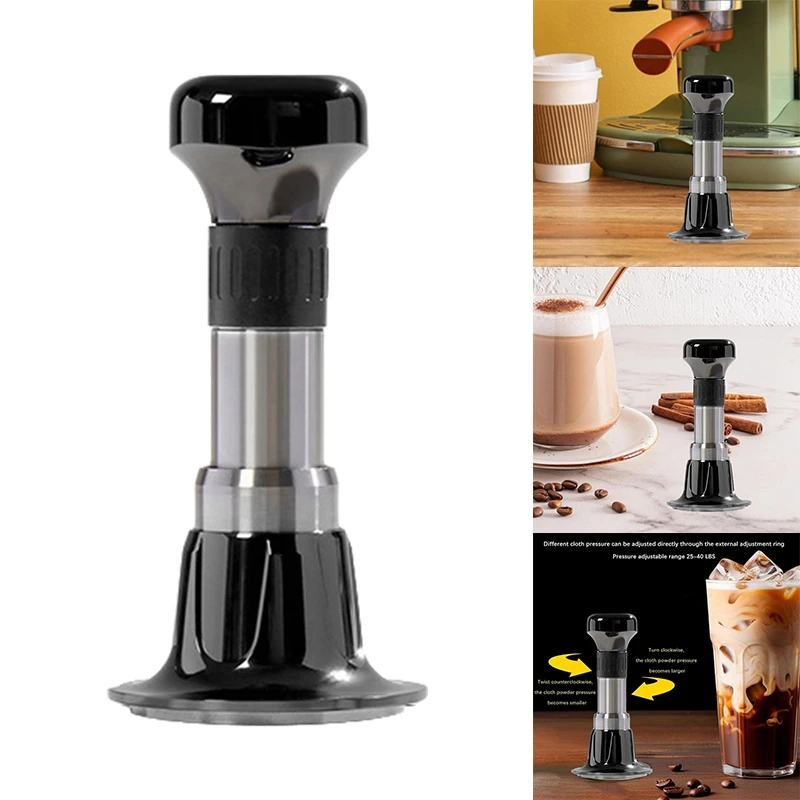 Espresso Tamper Constant Force Impact Powder Press Thread Coffee Distributor Leveler Tool Coffee Hand Press Tool 51MM