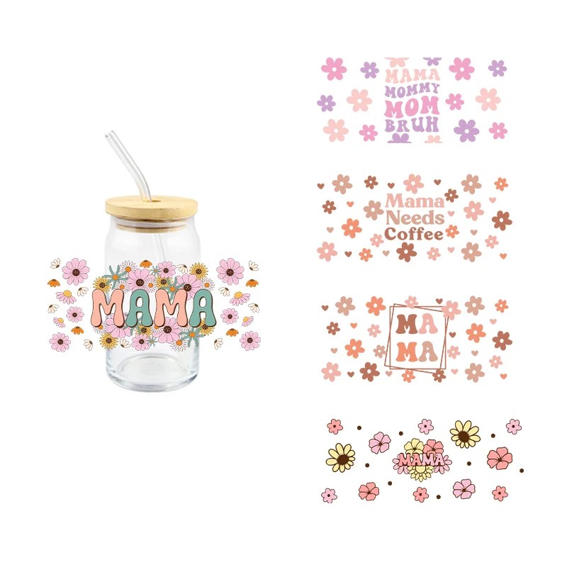

Mother's Day UV DTF Cup Wraps Transfer Stickers For Mugs Tumblers Bottle Cute Decals Cup Wraps Adhesive Waterproof Custom Decals
