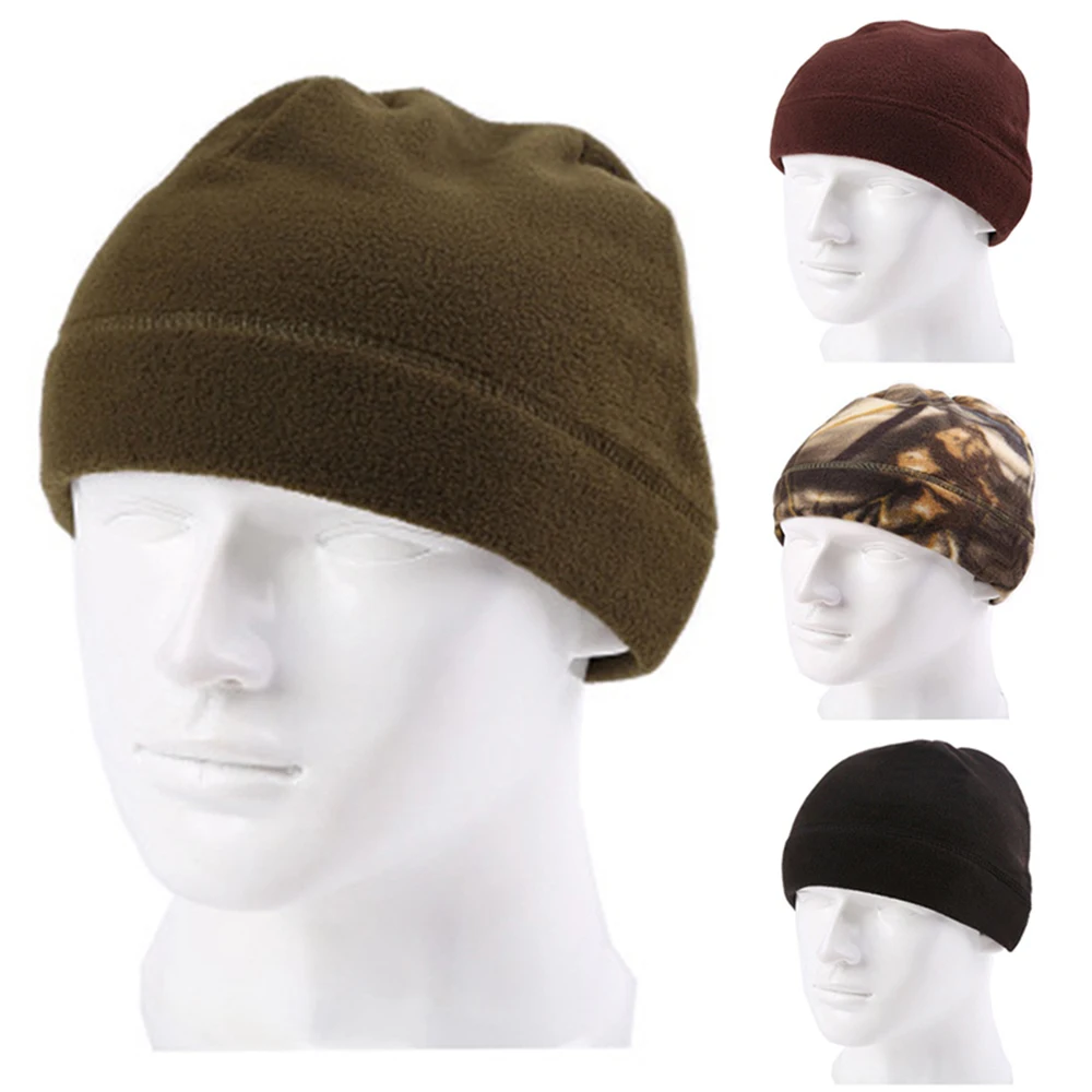 Men Women Unisex Winter Solid Color Soft Warm Watch Cap Polar Fleece Thickened Army Beanie Hat Windproof Outdoor Tough winter hat polar fleece hat