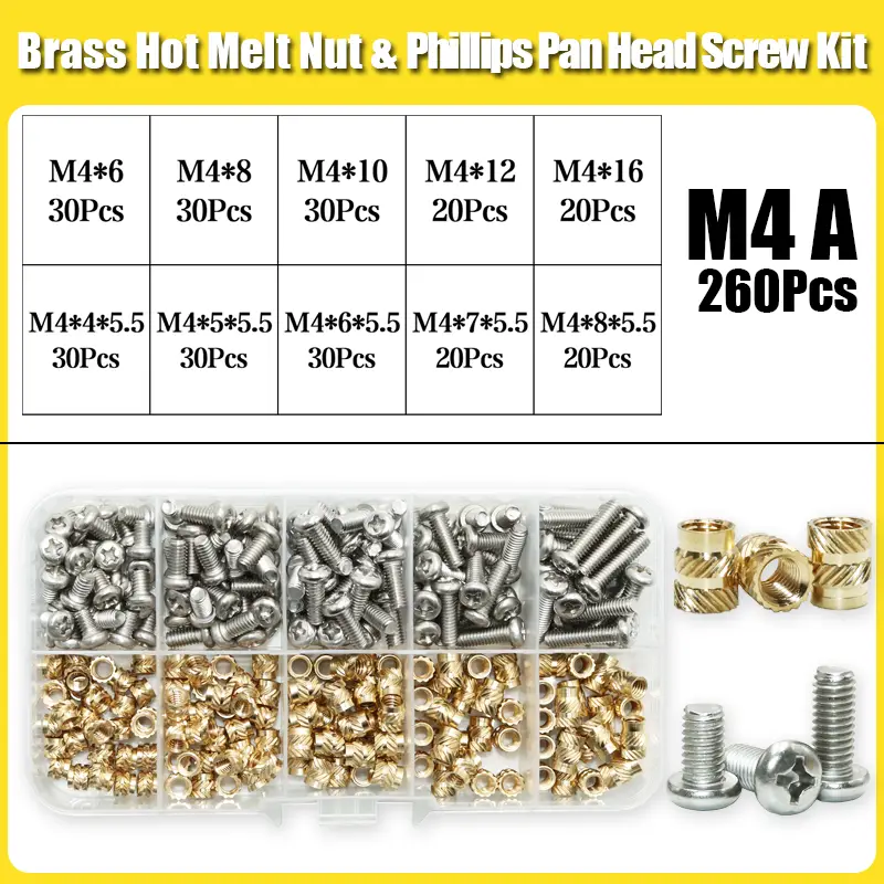 Heat Set Insert Soldering Iron Tip M2 M3 M4 Machine Screw and Brass Insets Nut Computer Bolt Thread Insertion Kit 3d Prints Tool image 7