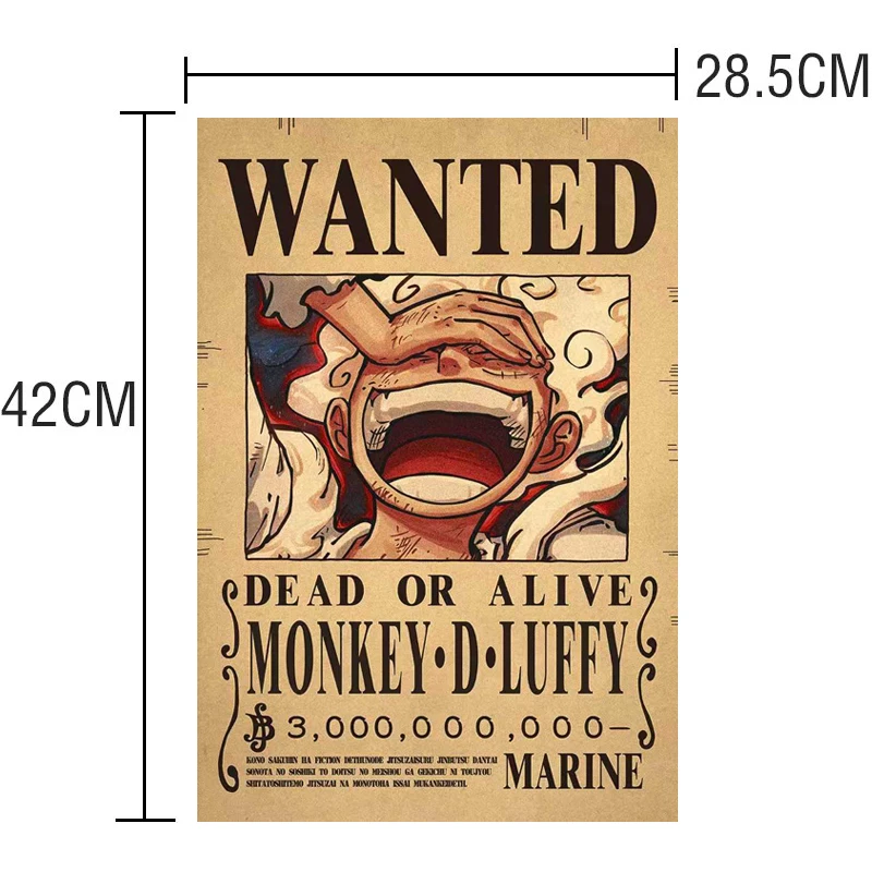 New Anime One Piece Luffy 3 Billion Bounty Wanted Posters Four