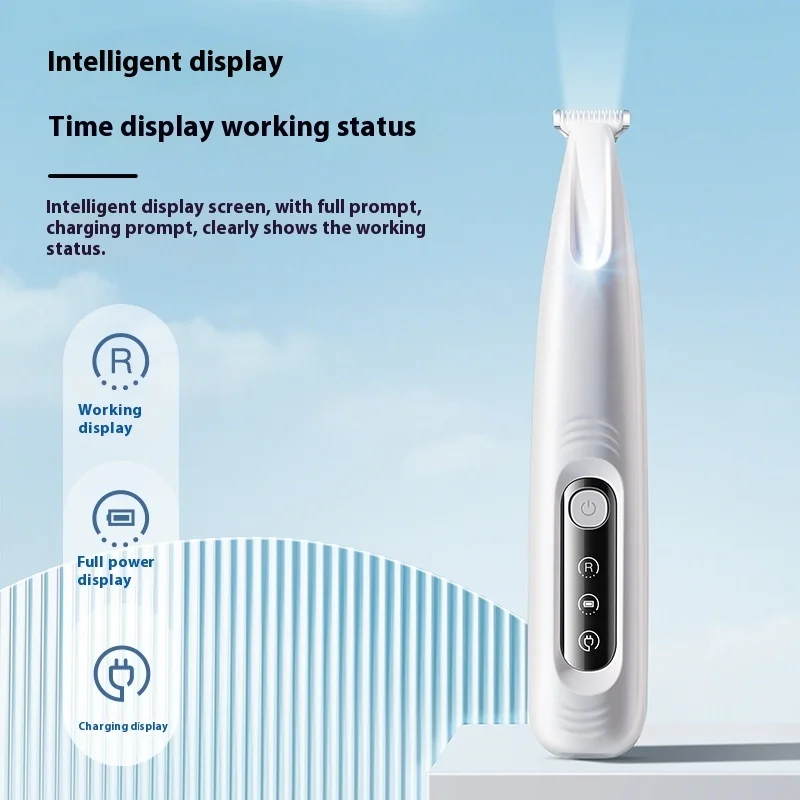 Tondeuse à poils d'animaux portable étanche avec éclairage LED et écran intégré, lame de 18 mm de large._voghion.com