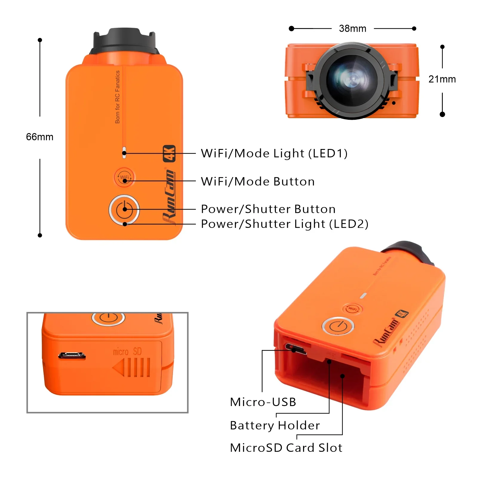 RunCam 2 4K HD  ׼ ī޶,   FPV    ʸ    ׼
