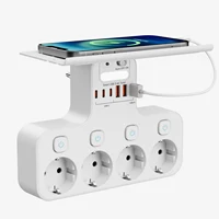 4000W EU Multifunction Socket Smart Night Light Individual Switch EU Plug 4 AC Power Strip with Phone Holder 2 USB-A 2 USB-C - Image 3