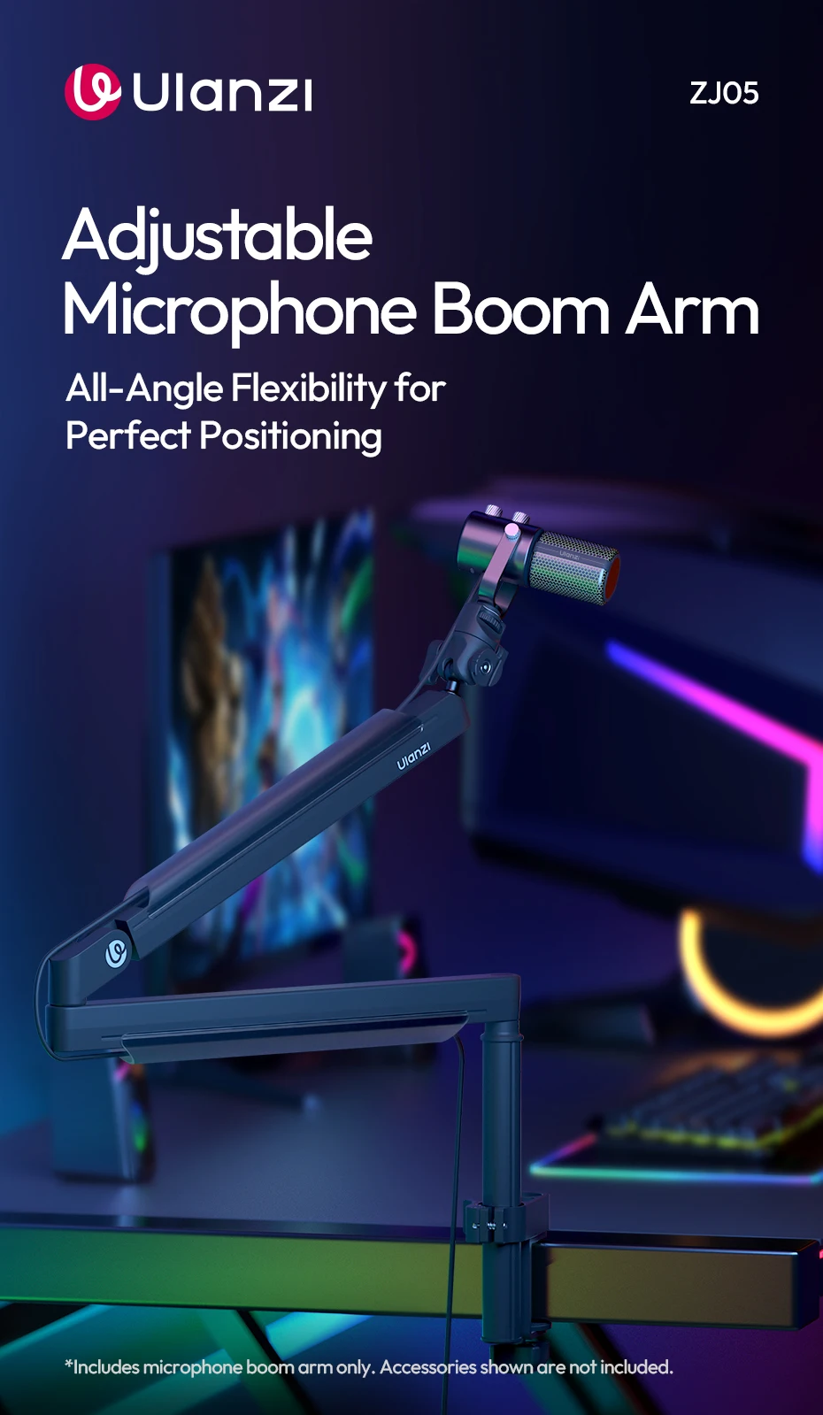 Adjustable Microphone Boom Arm Microphone Stand for Mic Camera Phone for Live-St