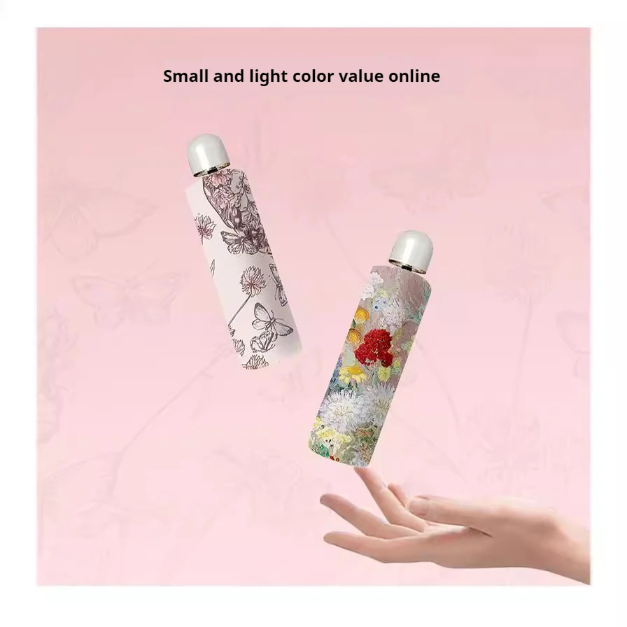 UV resistant and Rain resistant Dual-purpose Sunshade Umbrella Compact and Portable Chinese Oil Painting Sun Umbrella