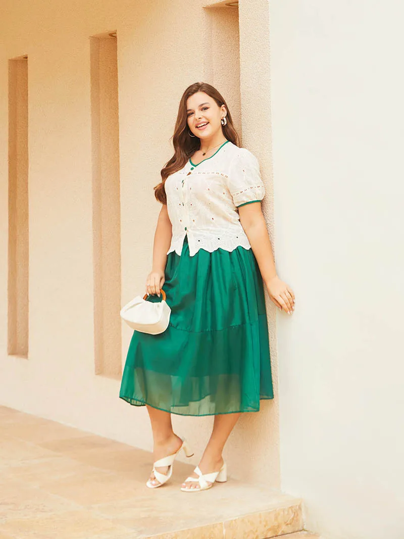 Elegant Plus Size 2 Piece Set Clothes Women Plus Size Skirt Matching Sets Ladies Chiffon Summer Two Piece Set For Women 2023