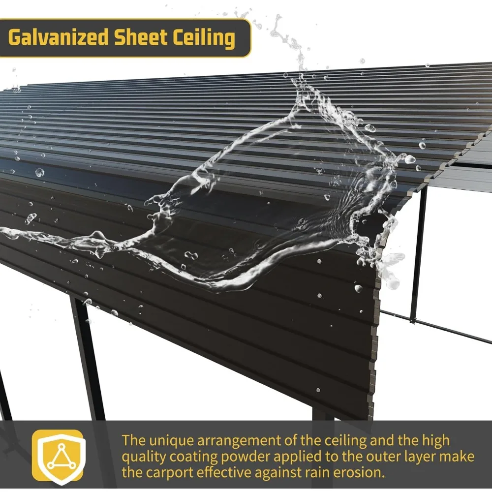 Metal Carport 10 * 15 FT with Enhanced Base Galvanized Steel Roof for Car, Pickup, Boat and Tractors Shelter Outdoor