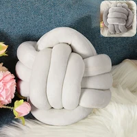 Knotted Ball Throw Pillow Ultra Soft The bed Decorative Hand-woven Round Lamb Plush Pillow Kids Sofa Living Room 1