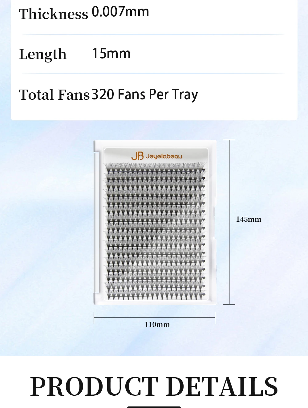 Description Picture 4 of itemJB Jeyelabeau Premade Russian Volume Fans 4D 5D 6D 8D 10D 20D 24D Individual Soft Lashes Extension 320 Fans Faux Mink Eyelashes