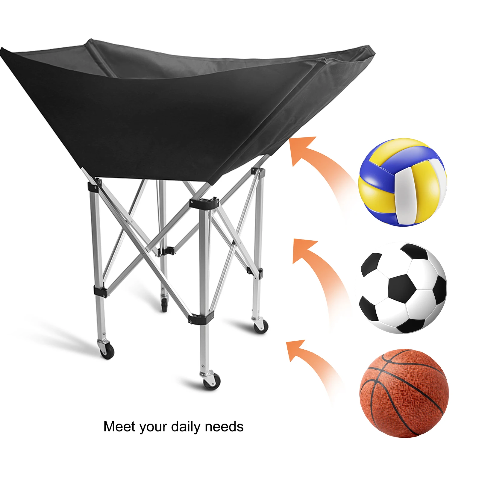Collapsible Volleyball Cart Rolling Ball Storage Cart Volleyball Training Equipment Ball Holder for Easy Storage and Transport