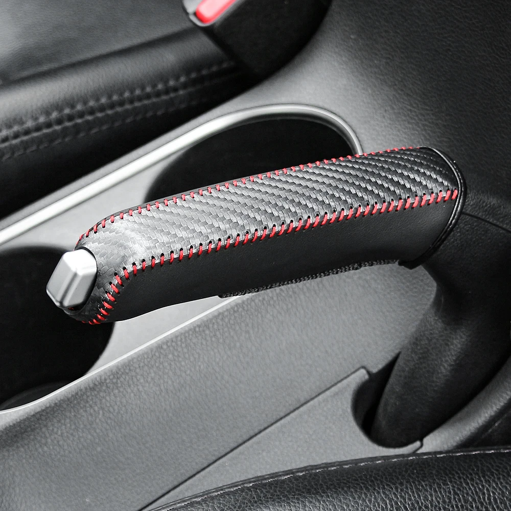 Carbon Fiber Leather Car Hand Brake Cover For Toyota Camry Rav4 Prado