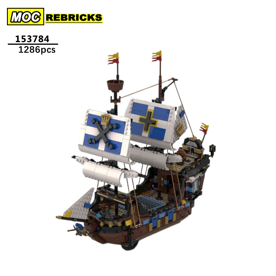 Moc Building Blocks Imperial Battleships Royal Navy Warship Pirate Ship Exploration Education Moc-153784 Brick Toys Regali Di Natale
