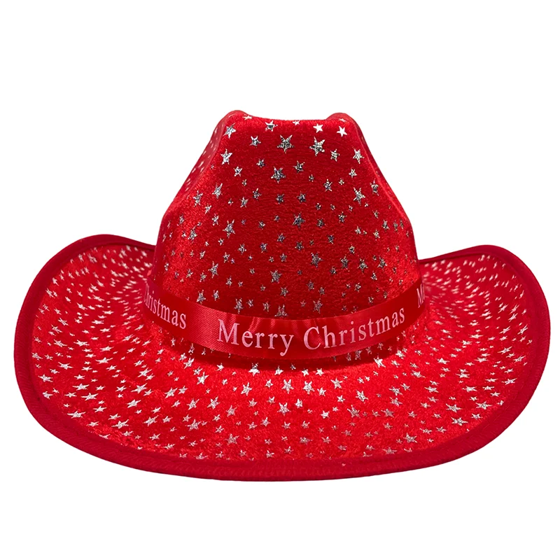 Christmas Cowgirl Hats Adults Christmas Jazz Hats for Holiday Cosplay Costumes Party Supplies