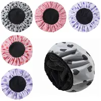 Shower Cap Terry Cloth Lined EVA Exterior Reusable Triple Layer Waterproof Large Bath Hair Cap for All Hair Hotel Shower Caps 2