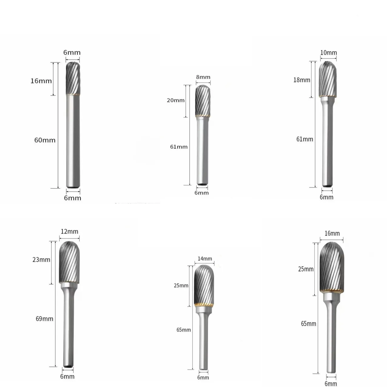 

6PCS C-type drill bits for milling, engraving, hard alloy rotary files, sharp burrs, mold grinding machines, grinding tools