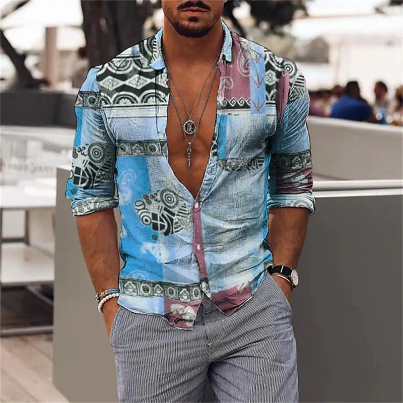 Ethnic retro graphics 3D printing men's/long sleeve button shirts folk retro tops men's clothing summer 2023 oversized shirts summer new arrivals 3d printing shirts men short sleeved shirts cute dog fashion printing 3d funny men shirts s 5xl