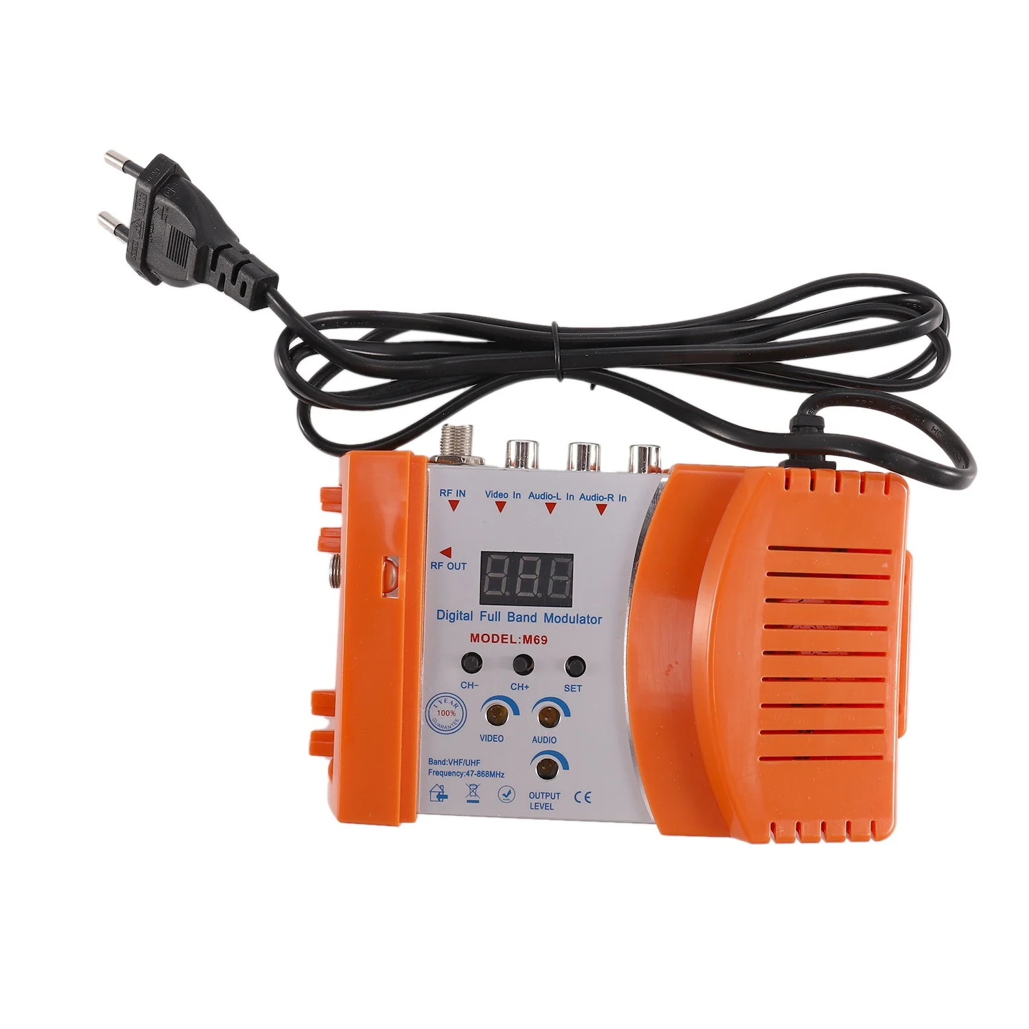 

M69 Профессиональный цифровой VHF UHF RF модулятор AV в RF AVto ТВ конвертер адаптер (оранжевый разъем ЕС)
