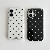 Minimalist Black White Polka Dot Phone Case For iPhone 17 Air 16 Pro Max 15 14 Plus 13 12 Mini 11 Shockproof Silicone Back Cover